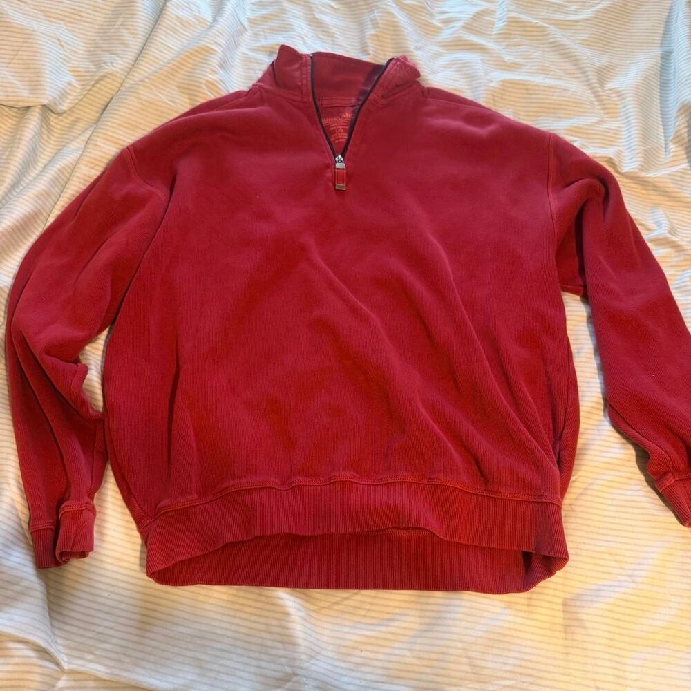 Kirkland Signature Pigment Dyed Quarter Zip Sweatshirt Red Large #loungewear